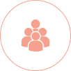 Icon of a family with two adults and two children inside a circle.